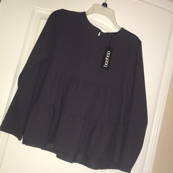 NWT BOOHOO Tia Tiered Woven Blouse - Picture 3 of 4